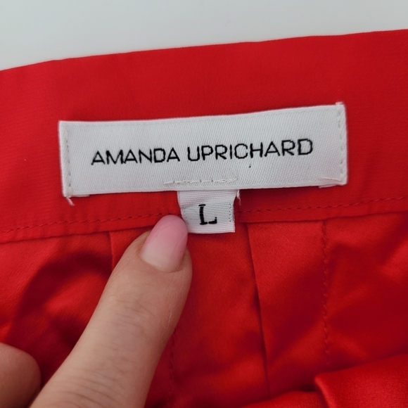 Amanda Uprichard Red 100% silk wrap skirt size Large - Picture 3 of 9